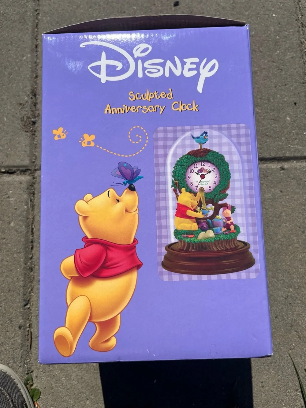 Disney Winnie the Pooh and Piglet Celebratory Sculpted Clock - Purple/Yellow/Red